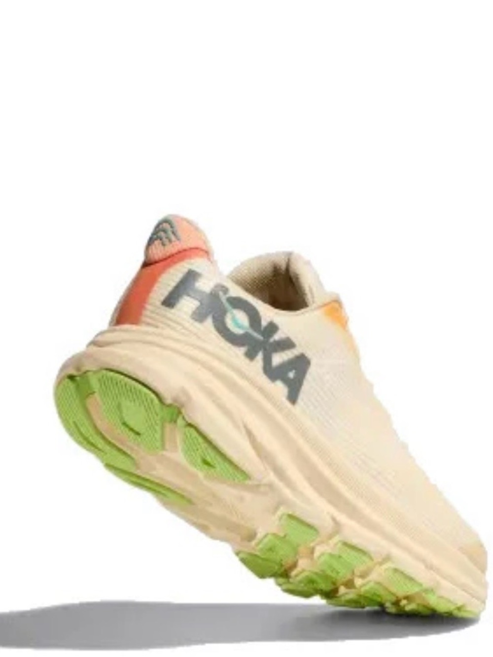 Hoka Clifton 9 Cream Sneaker with Lime and Coral Accents